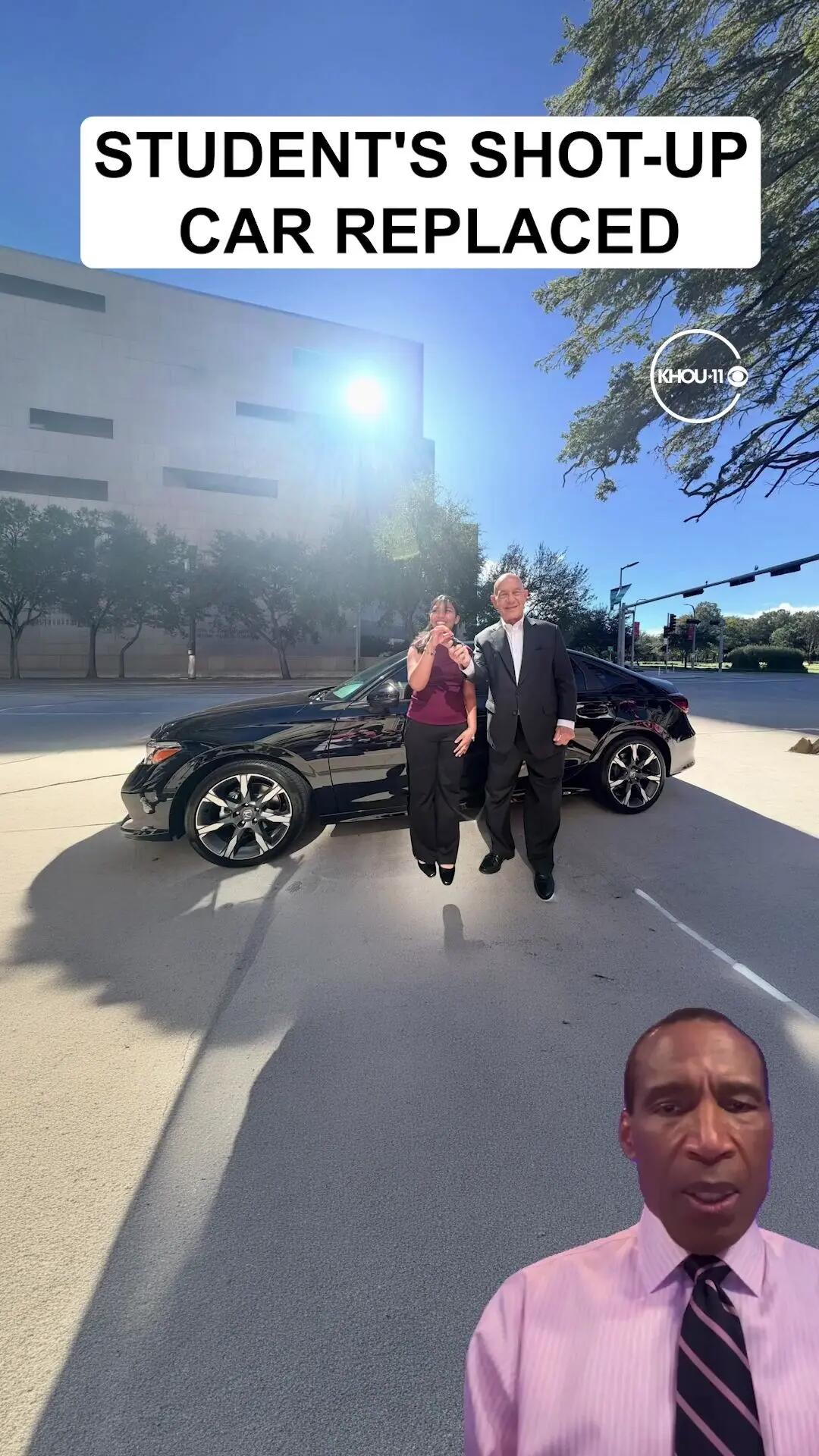 STUDENT'S SHOT-UP CAR REPLACED